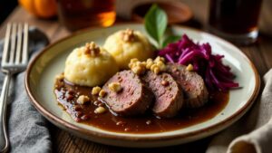 Sauerbraten mit Walnüssen und Bier