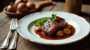 Sauerbraten mit gebratenen Maronen