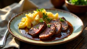 Sauerbraten mit karamellisiertem Fenchel