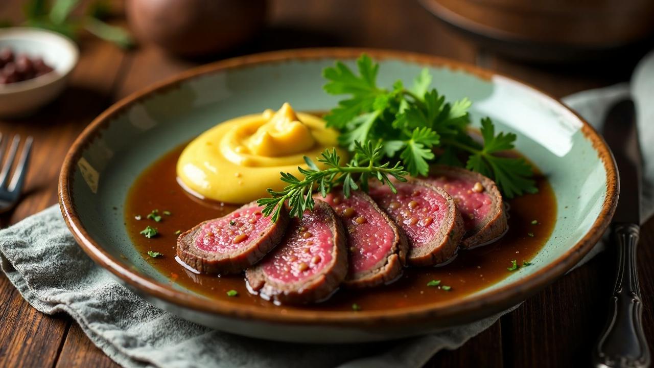 Sauerbraten mit süßem Senfpüree