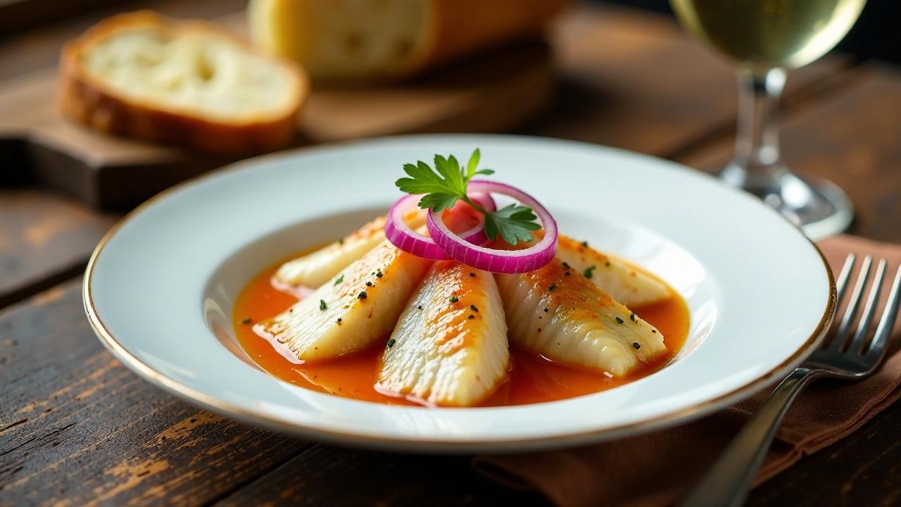 Sauermatjes mit Zwiebeln