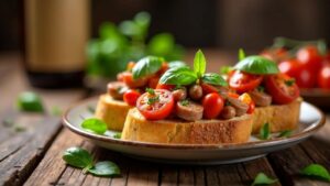 Saumagen-Bruschetta mit Tomaten