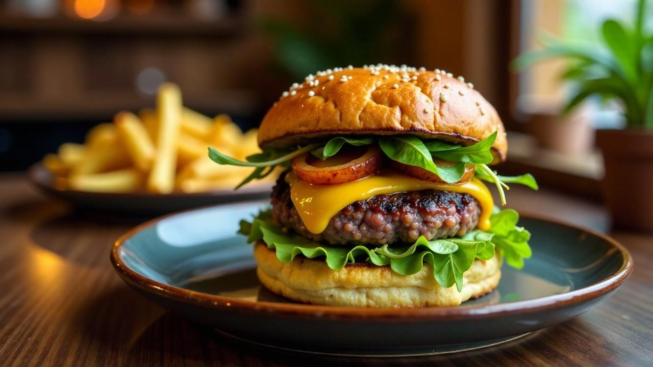 Saumagen-Burger mit Röstzwiebeln