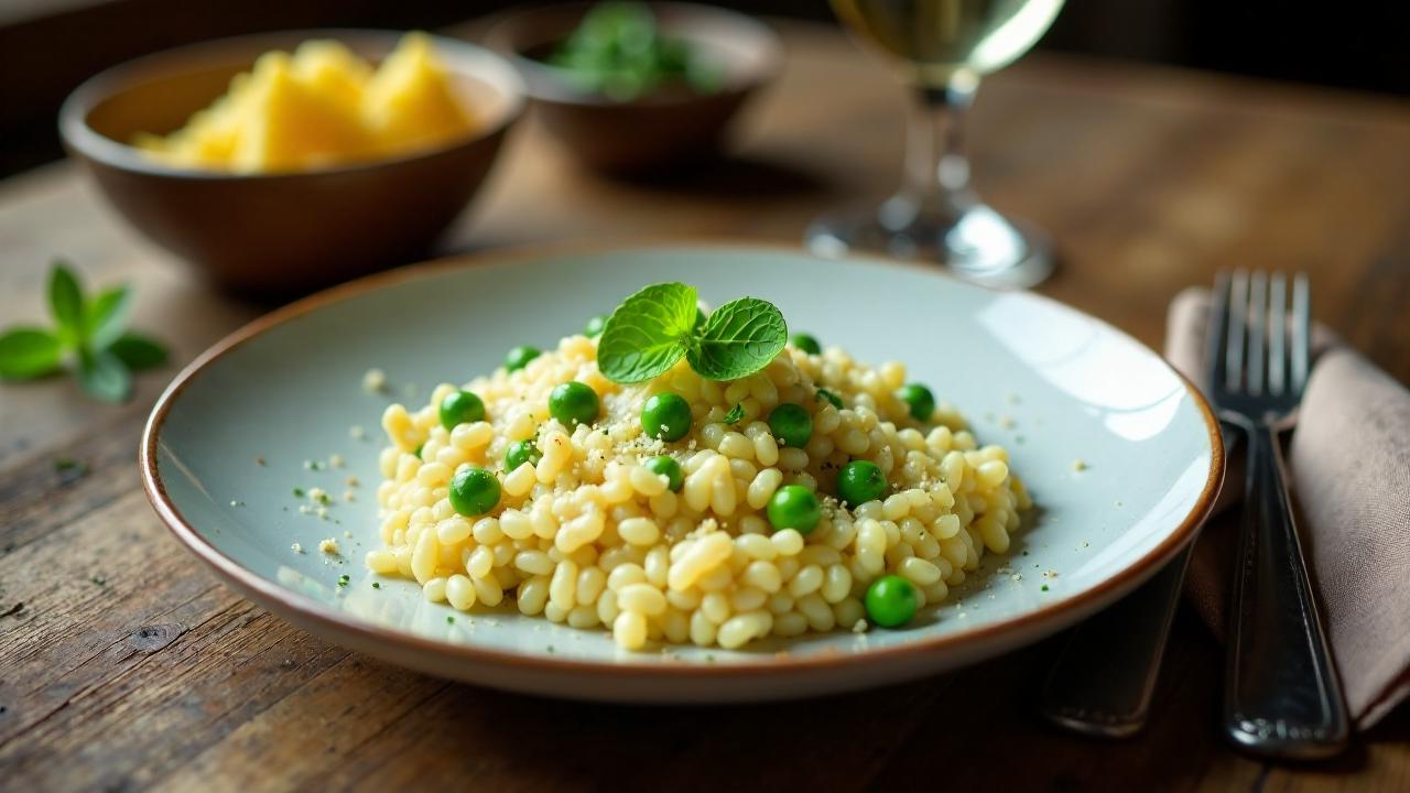 Saumagen-Risotto mit Erbsen