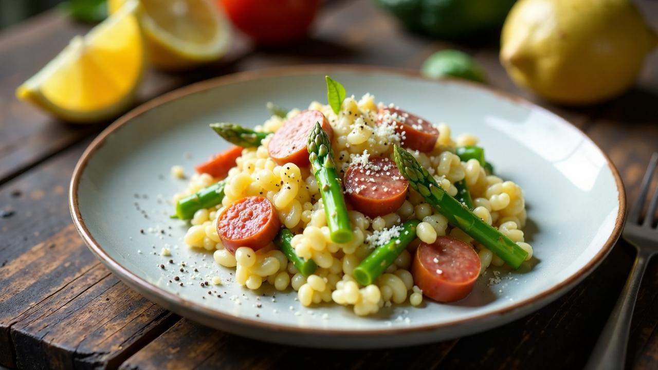 Saumagen-Risotto mit Spargel