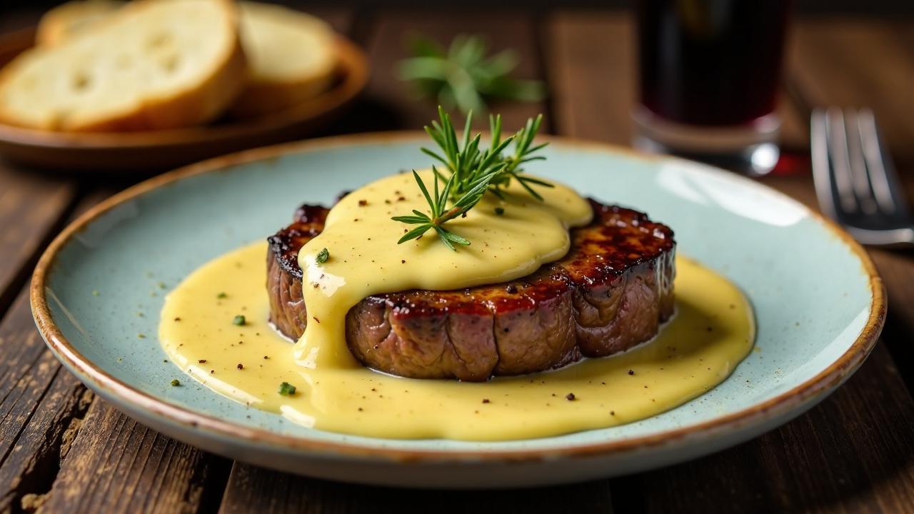 Schalotten-Schäumchen auf Steak