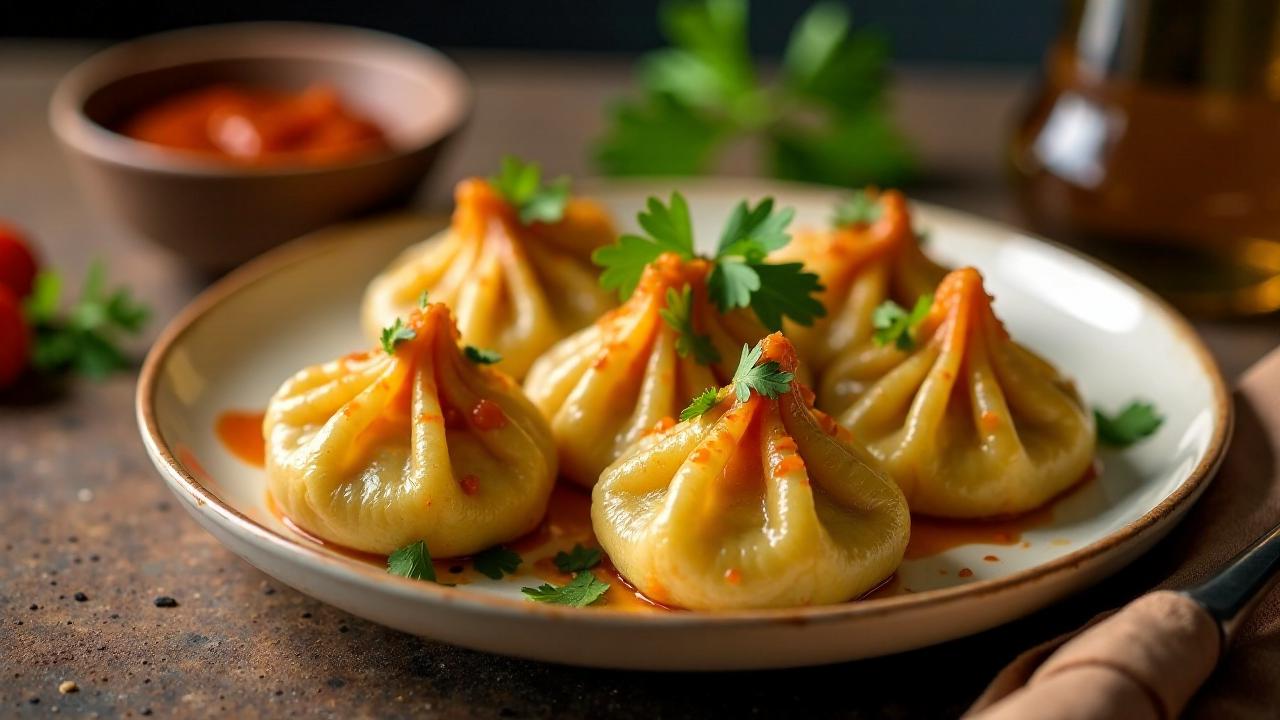 Scharfe Kartoffel-Momos mit Chili