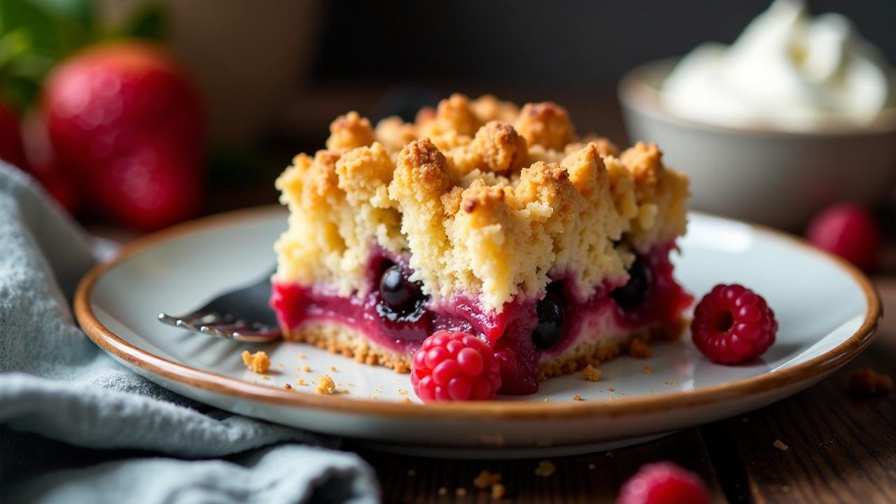 Schlesischer Streuselkuchen mit Beerenmischung