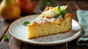 Schlesischer Streuselkuchen mit Birnenstücken