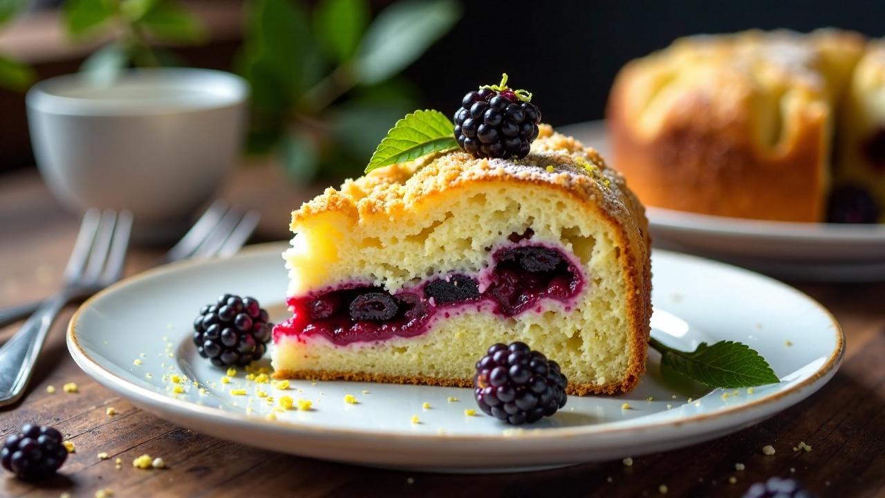 Schlesischer Streuselkuchen mit Brombeeren und Limettenstreuseln