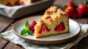 Schlesischer Streuselkuchen mit Erdbeeren