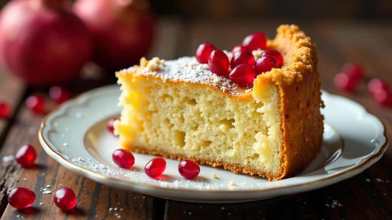 Schlesischer Streuselkuchen mit Granatapfelkernen