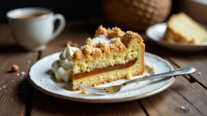 Schlesischer Streuselkuchen mit Haselnuss-Nougatfüllung