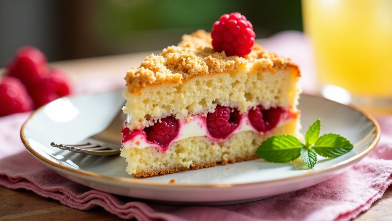 Schlesischer Streuselkuchen mit Himbeeren und Mascarpone