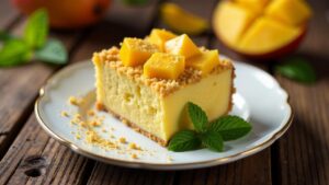 Schlesischer Streuselkuchen mit Mango und Ingwer