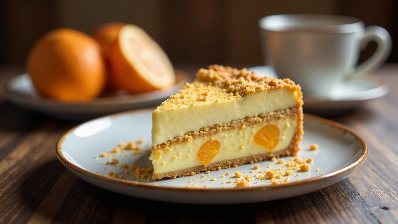 Schlesischer Streuselkuchen mit Orangenstückchen und Vanillecreme