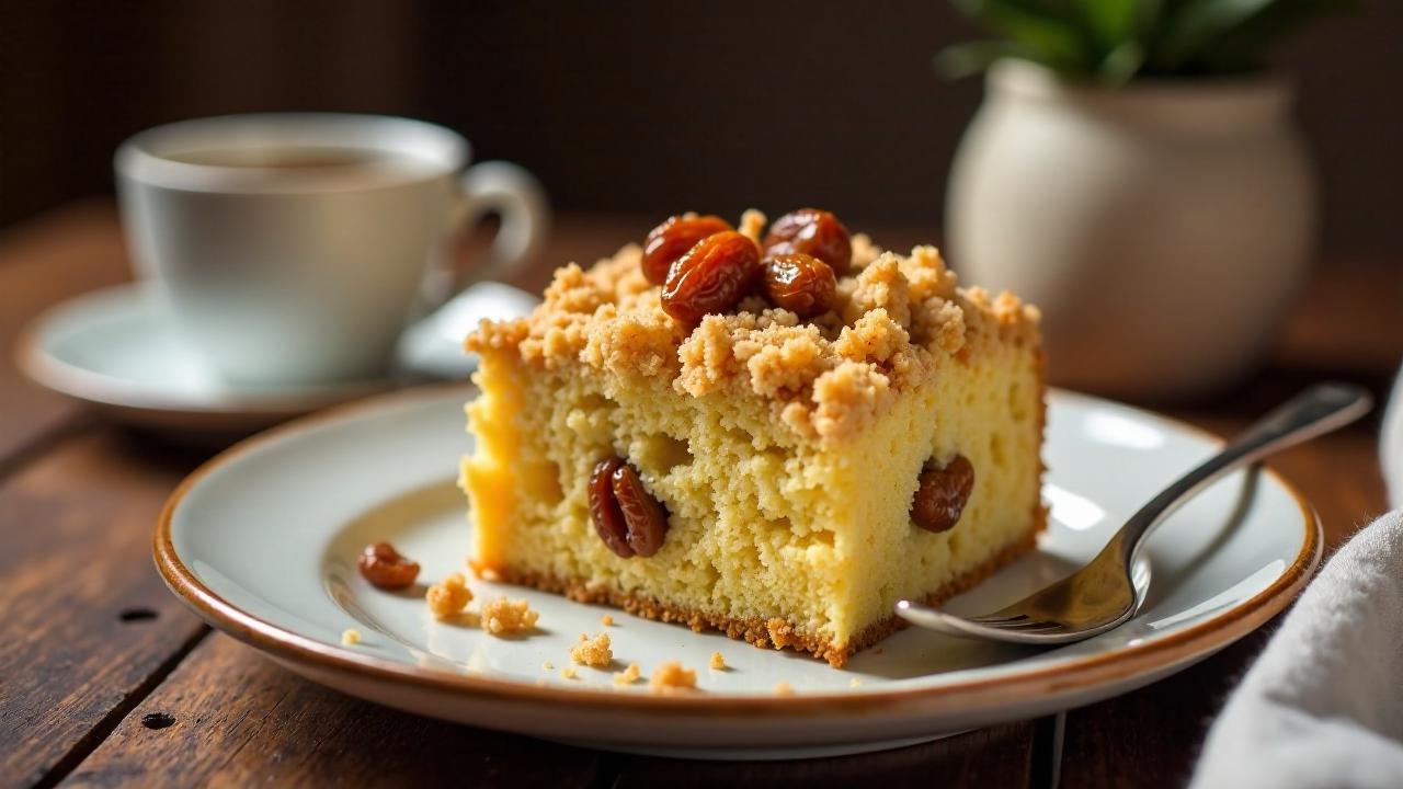 Schlesischer Streuselkuchen mit Rumrosinen