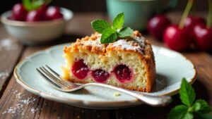 Schlesischer Streuselkuchen mit Sauerkirschen und Rum