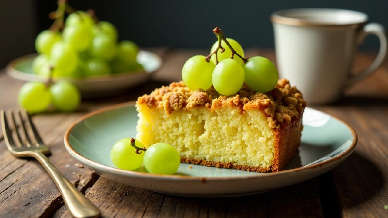 Schlesischer Streuselkuchen mit Weintrauben