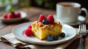 Schlesischer Streuselkuchen mit Zitronenquark und Beeren