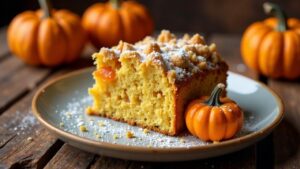 Schlesischer Streuselkuchen mit kandierten Kürbisstücken