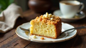 Schlesischer Streuselkuchen mit weißen Schokostreuseln