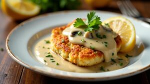 Schnitzel mit Champignon-Rahmsoße