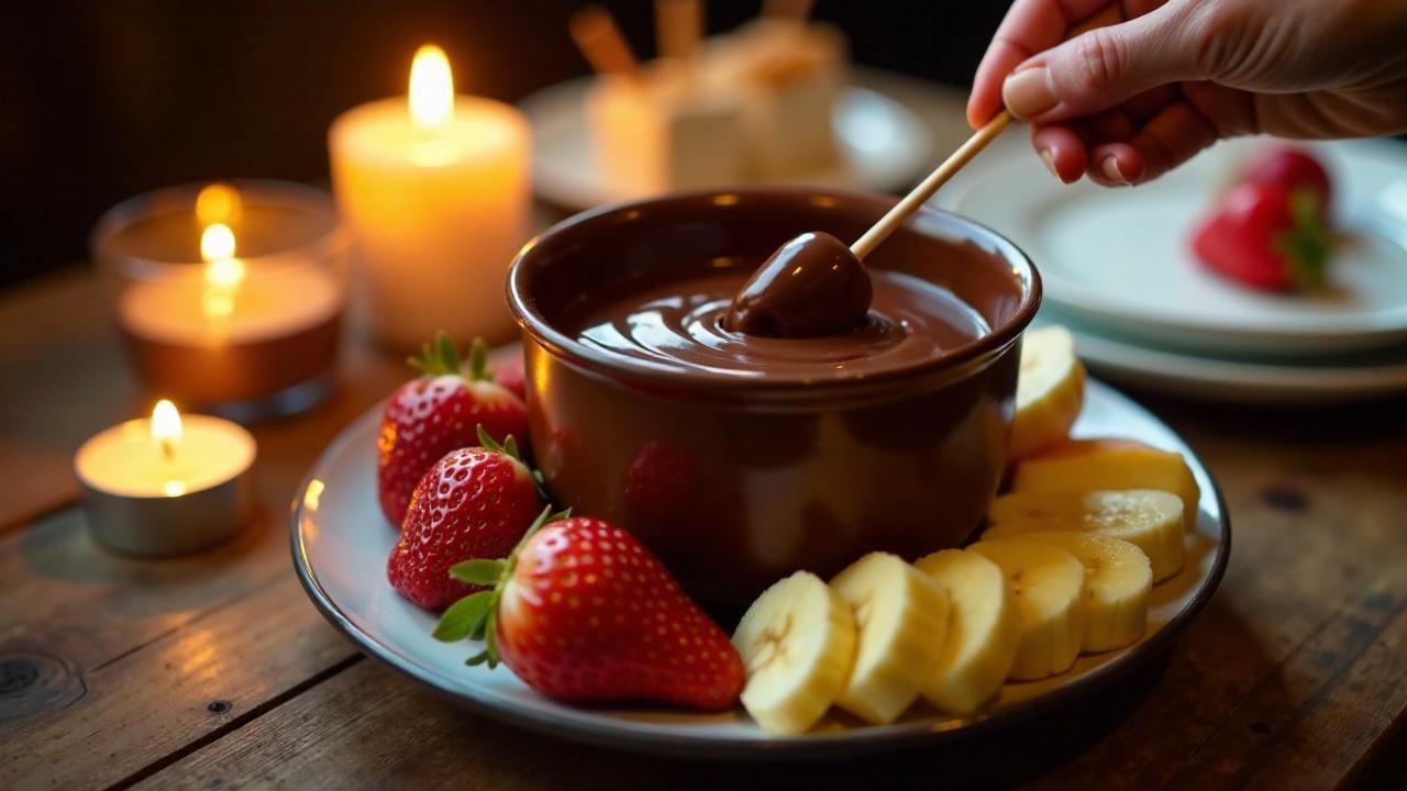 Schokoladen-Fondue mit Früchten