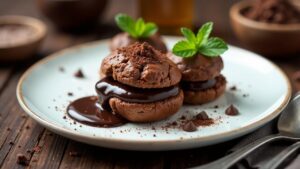 Schokoladen-Profiteroles mit Lakritz-Ganache