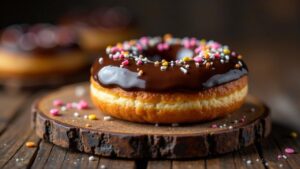 Schokoladenglasierter Donut