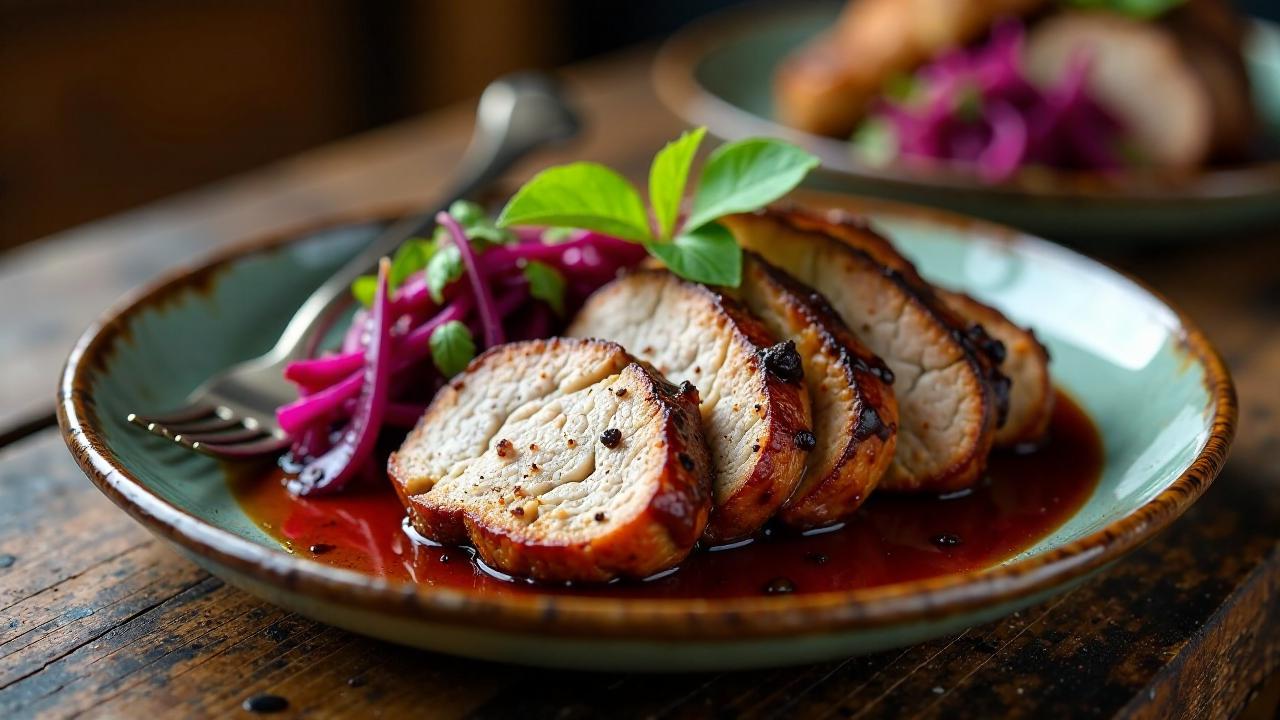 Schäufele mit Rotkohl-Balsamico-Salat