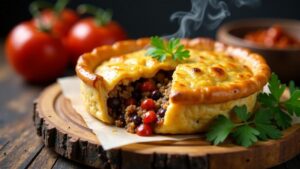 Schwarze Bean and Racing Meat Pie