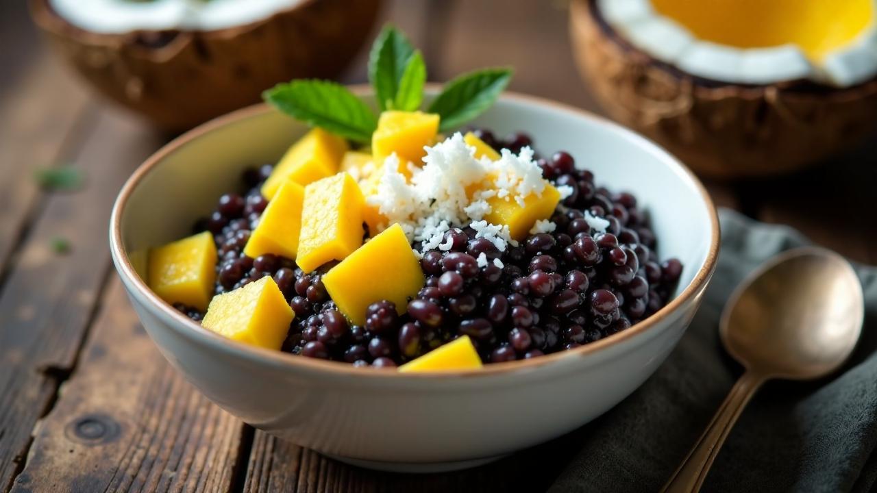 Schwarzer Reis mit Mango und Kokosmilch