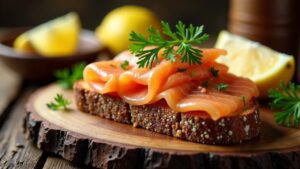 Schwarzes Roggenbrot mit Räucherlachs