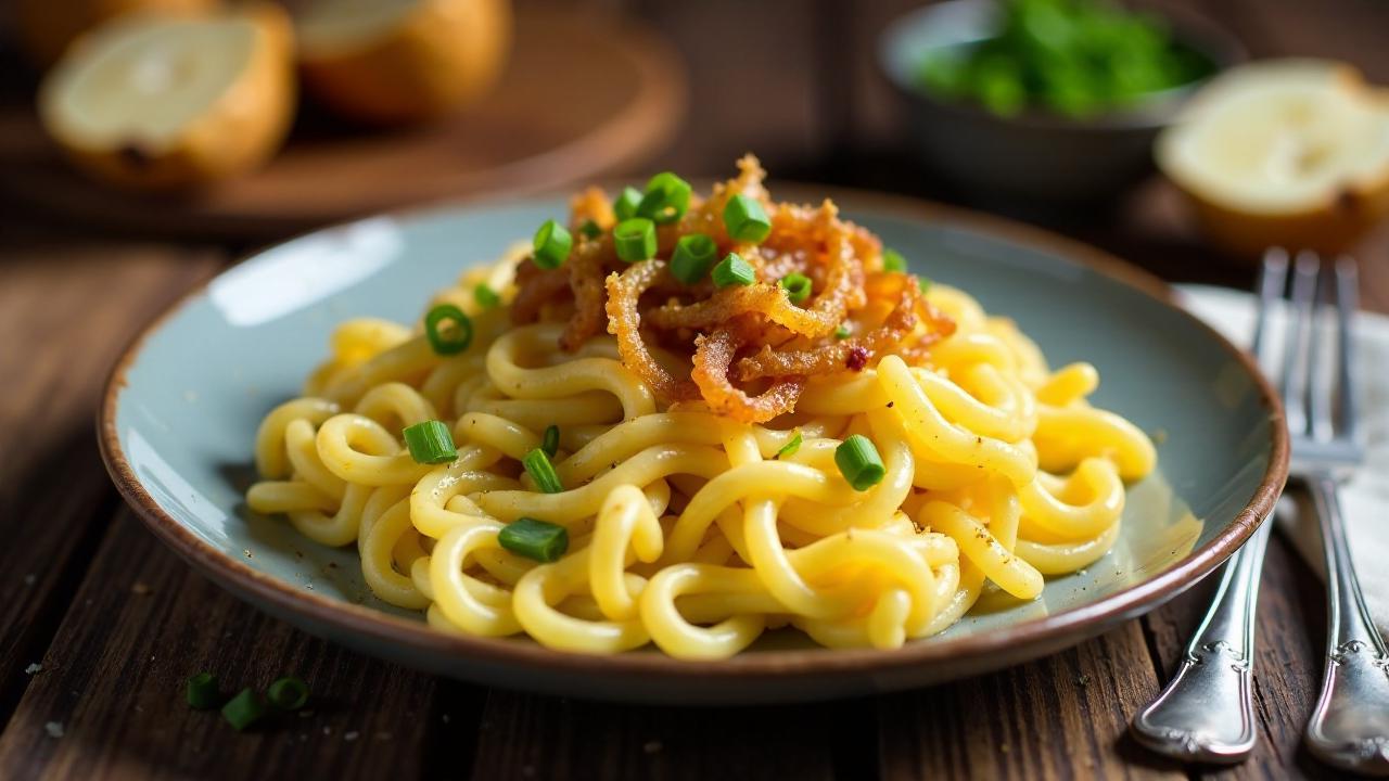 Schwäbische Käsespätzle mit Röstzwiebeln