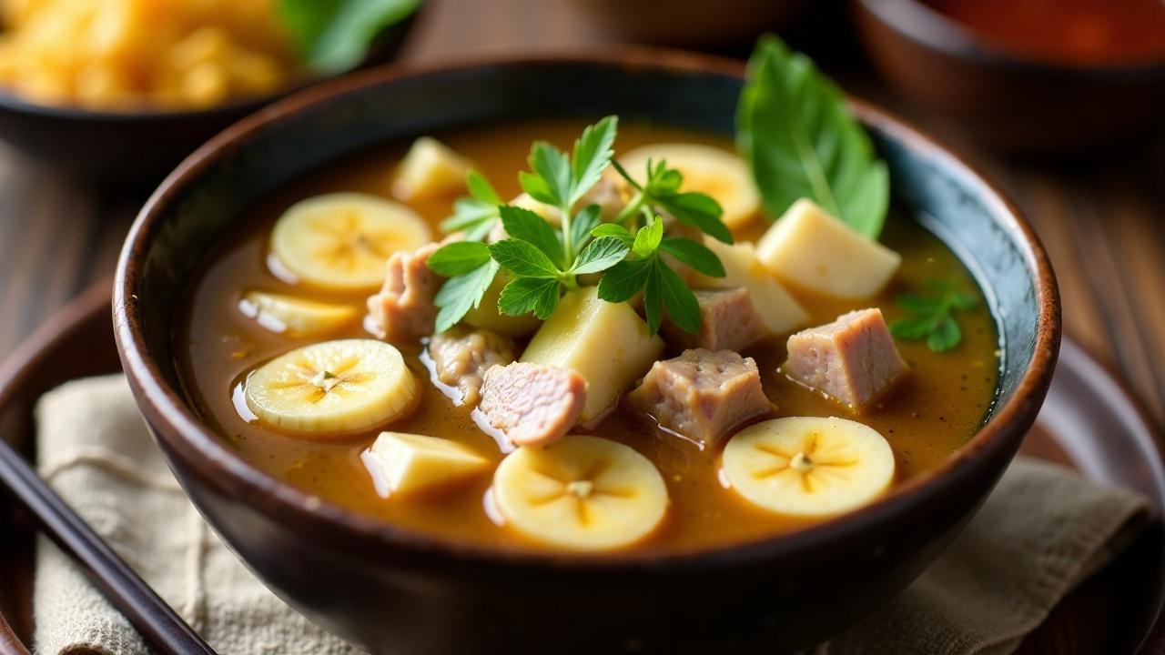 Schweinefleischsuppe mit Taro und Banane