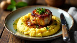 Schweinshaxe auf Sauerkrautpolenta