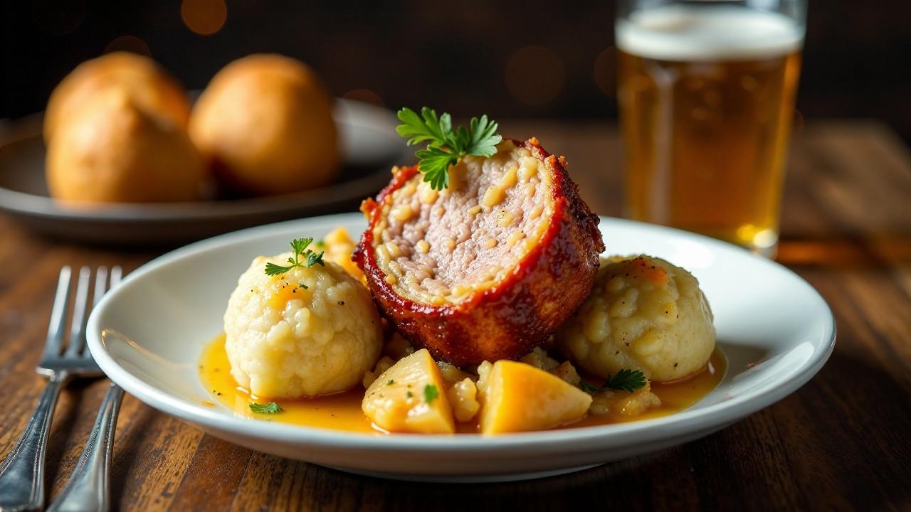 Schweinshaxe mit Apfelsauerkraut und Knödeln