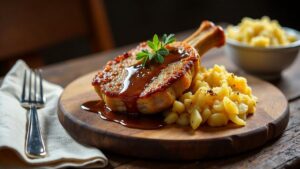 Schweinshaxe mit Knoblauch-Kartoffeln