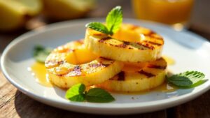 Süße Ananas-Ringe mit karamellisierter Sauce