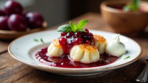 Süße Dampfnudeln mit Zwetschgensoße