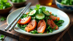 Seetang-Salat mit Fisch