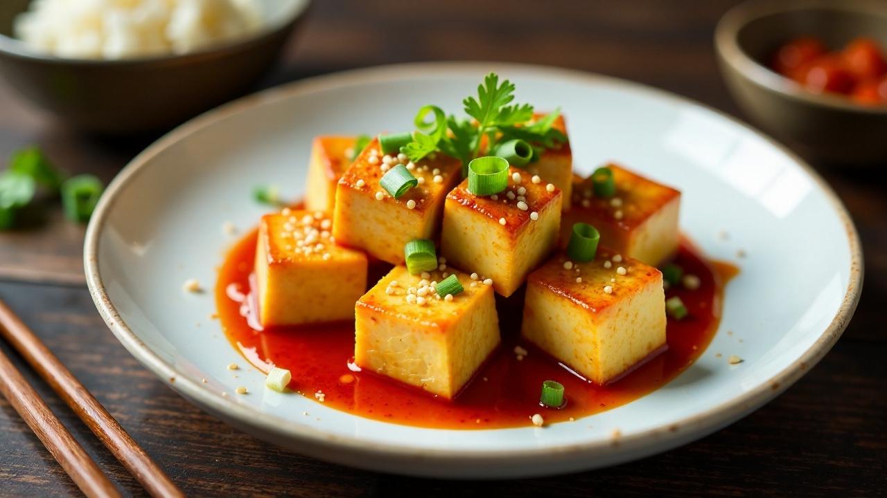 Seidener Tofu mit fermentierten Chilischoten