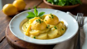 Senfeier mit Kartoffelsalat