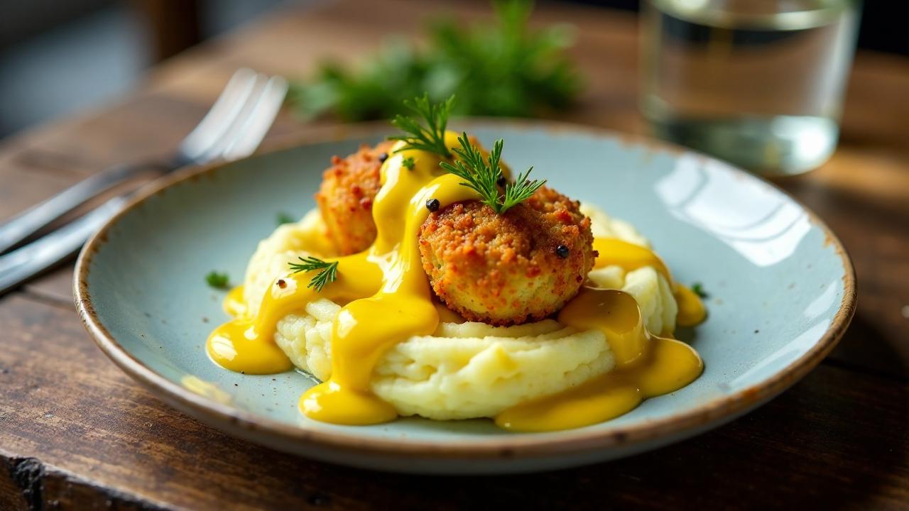 Senfeier mit gebratenem Seitan