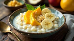 Süßes Sago-Porridge zum Frühstück