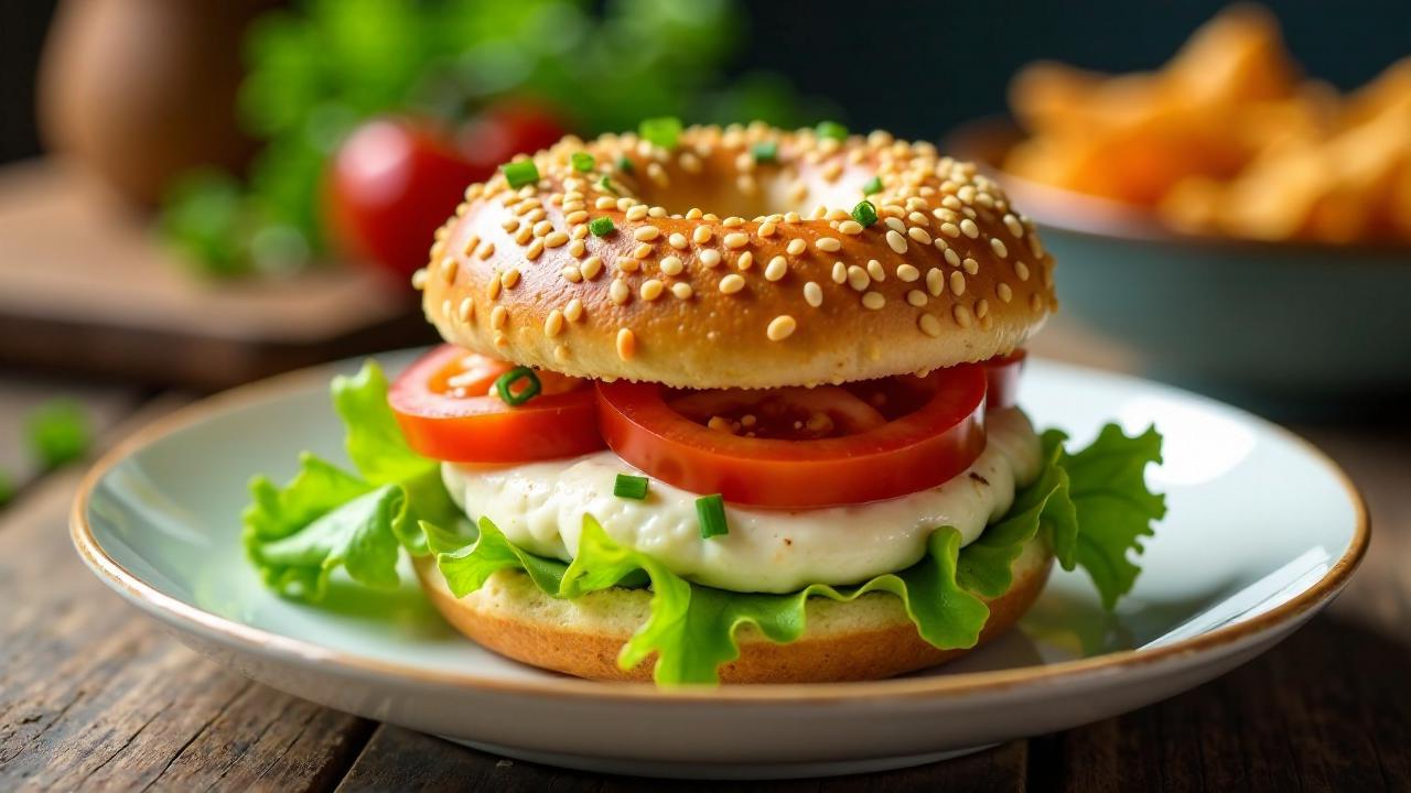 Sesam-Bagel mit Tofu-Creme