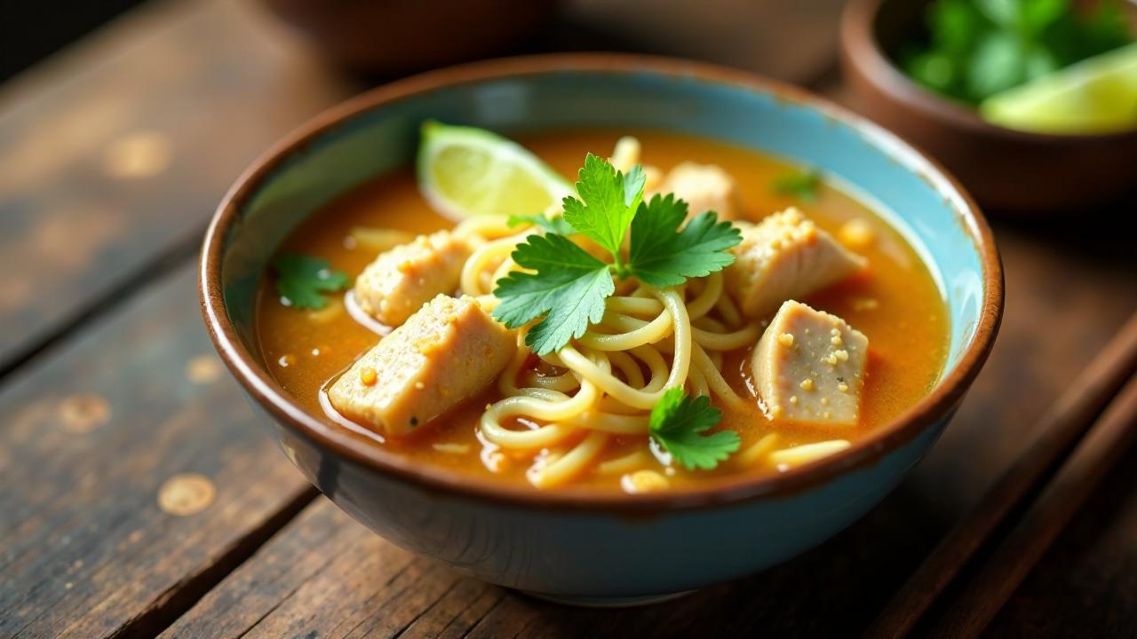 Shan-Nudelsuppe mit Hühnerfleisch