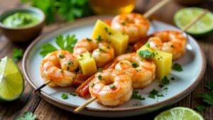 Shrimp-Skewers mit Ananas