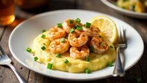 Shrimp and Grits – Garnelen mit Maisgrütze.